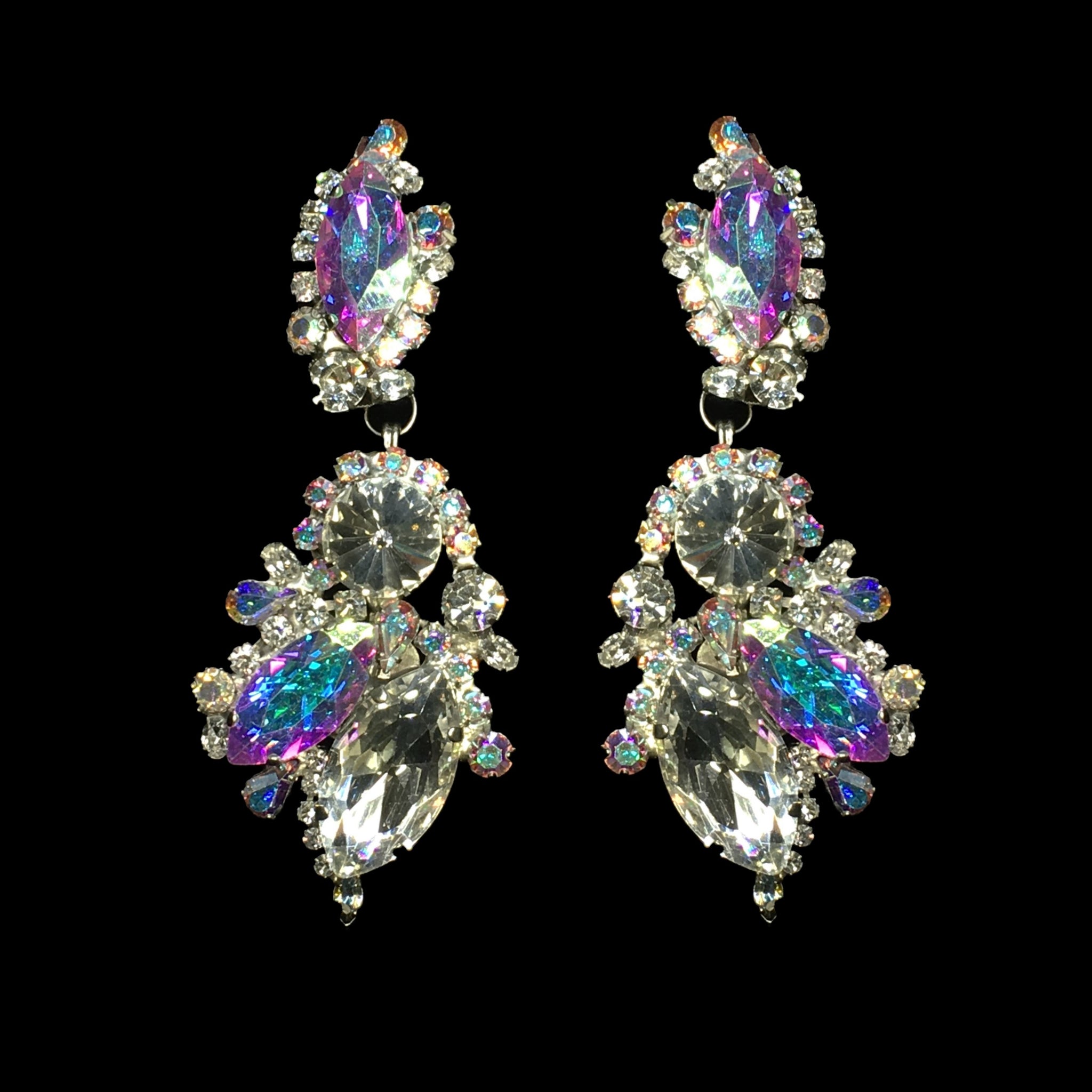 AB and Clear Crystal Detailed Earrings