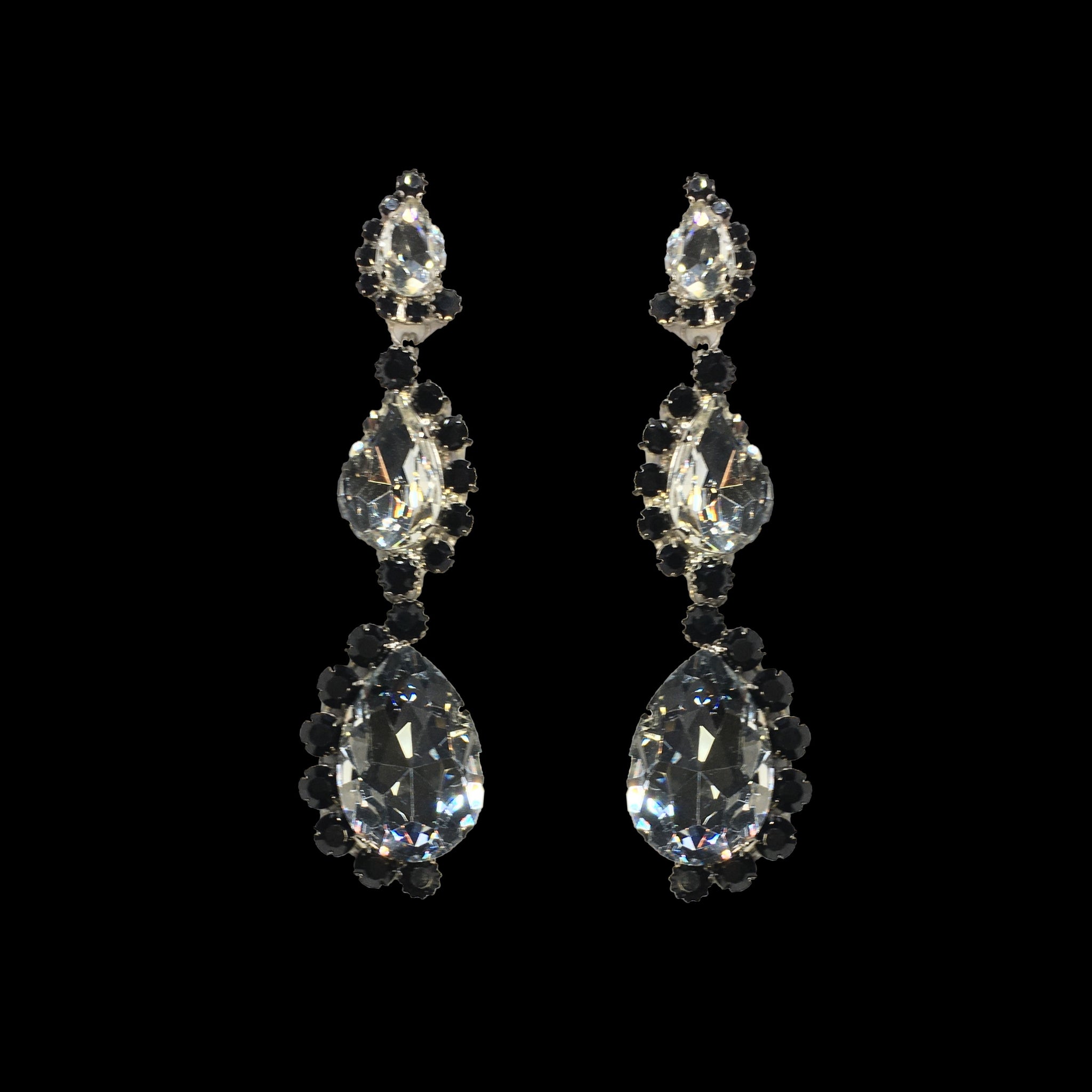 Earings Clear Crystal with Jet Black Accents