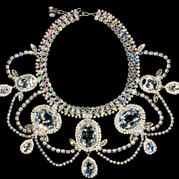 Necklace Large Regal Oval Clear Crystals
