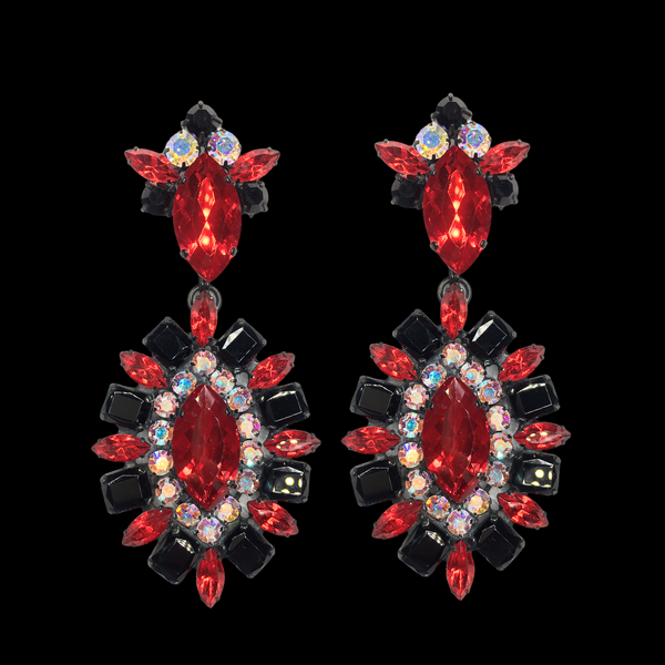 Black Red and AB Earrings